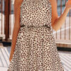 Fashion Casual Print Split Joint O Neck A Line Dresses