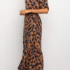 Fashion Street Leopard Slit V Neck A Line Dresses