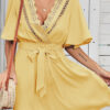 Fashion Casual Solid Split Joint V Neck A Line Dresses