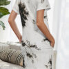 Fashion Simplicity Print Split Joint O Neck A Line Dresses