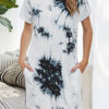 Fashion Simplicity Print Split Joint O Neck A Line Dresses