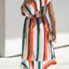 Street Striped Split Joint One Shoulder Irregular Dresses