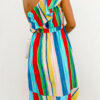 Street Striped Split Joint One Shoulder Irregular Dresses