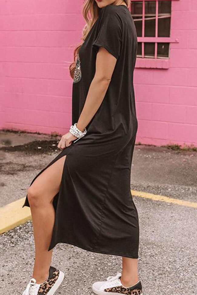 Fashion Casual Slit O Neck Irregular Dresses