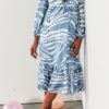Blue Zebra Print V-Neck Maxi Dress