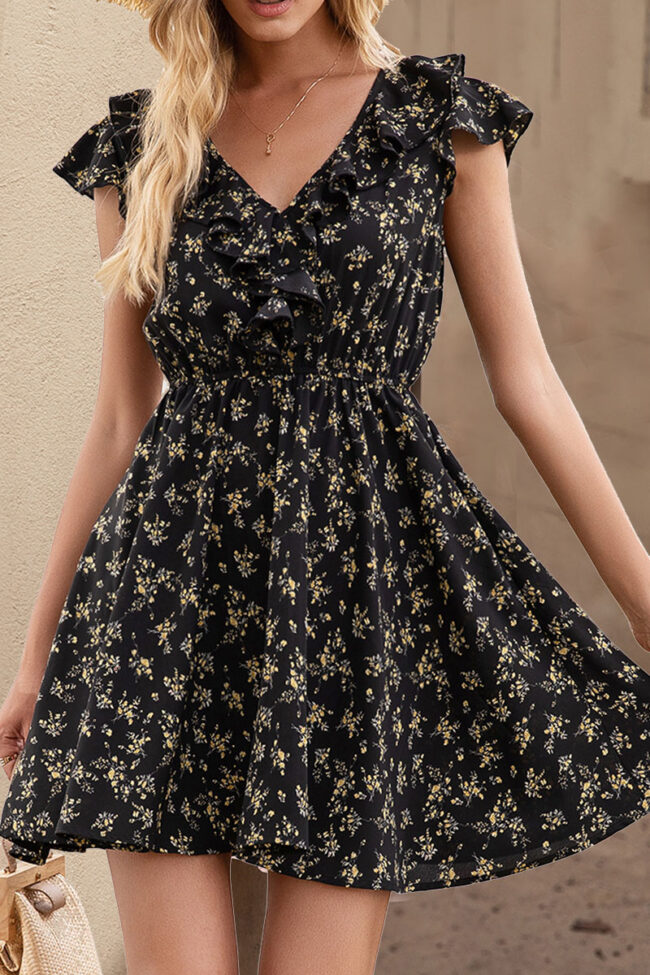 Fashion Casual Print Split Joint V Neck A Line Dresses