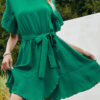 Fashion Simplicity Solid Split Joint O Neck A Line Dresses
