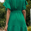Fashion Simplicity Solid Split Joint O Neck A Line Dresses