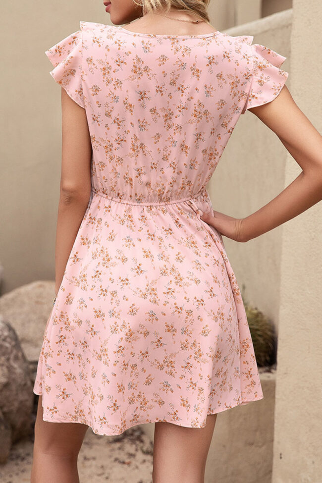 Fashion Casual Print Split Joint V Neck A Line Dresses