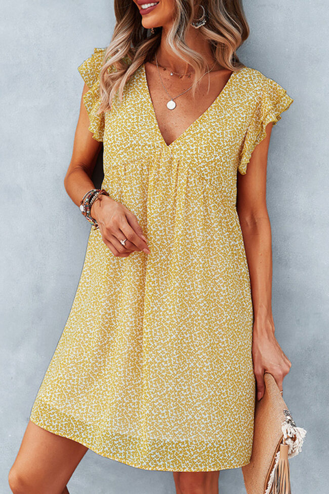 Fashion Street Print Split Joint V Neck A Line Dresses