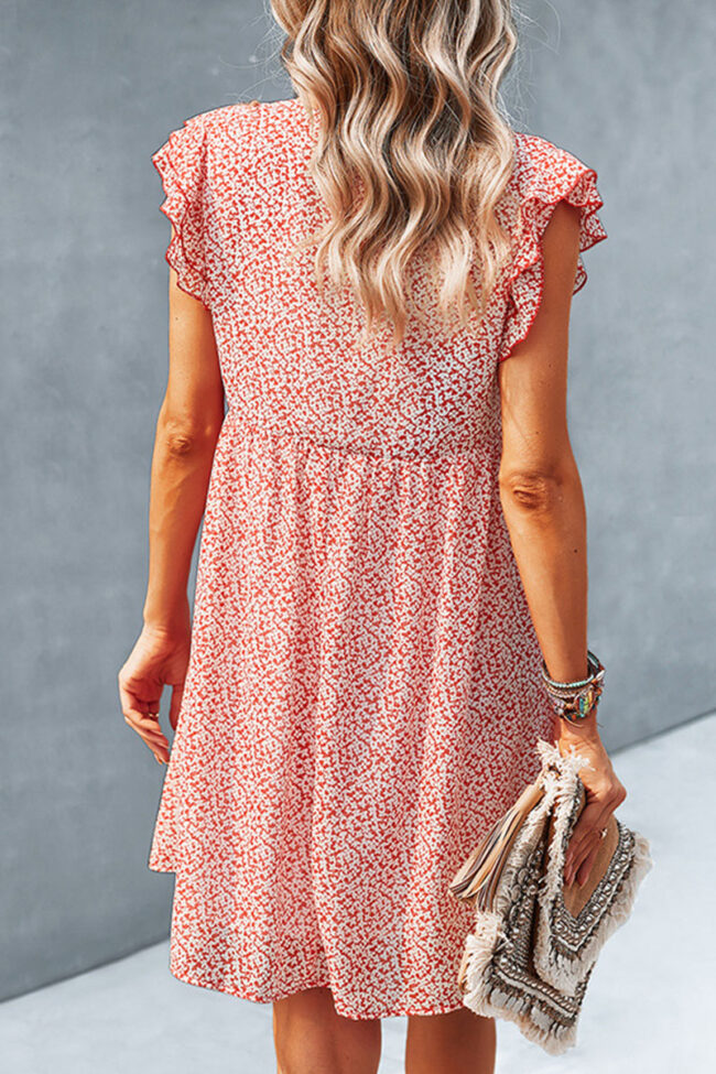 Fashion Street Print Split Joint V Neck A Line Dresses