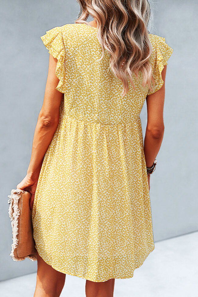 Fashion Street Print Split Joint V Neck A Line Dresses