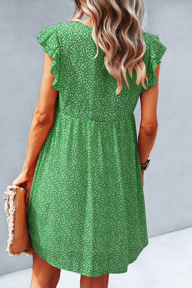 Fashion Street Print Split Joint V Neck A Line Dresses