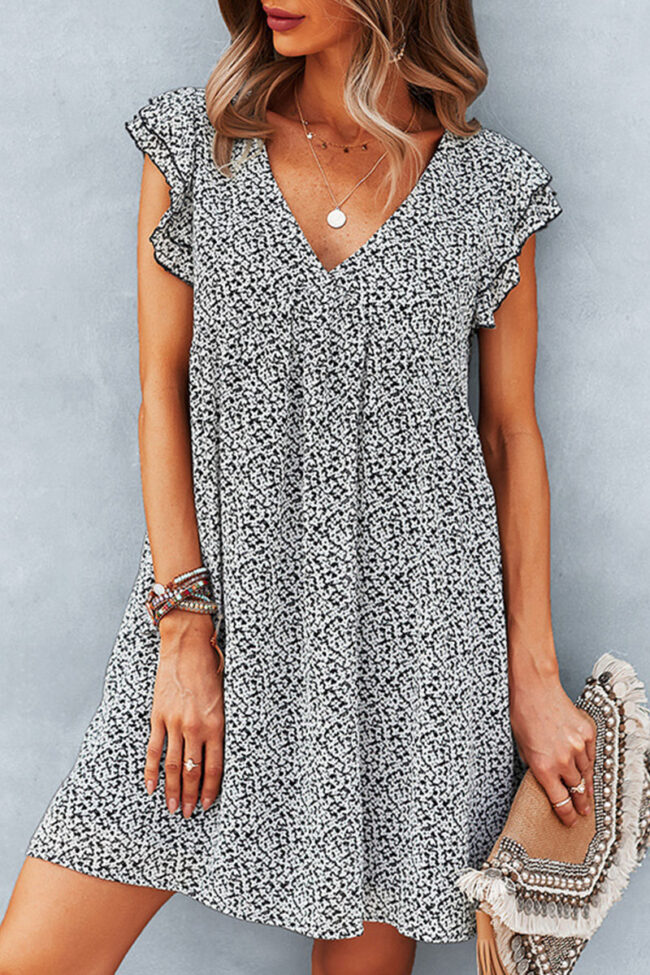 Fashion Street Print Split Joint V Neck A Line Dresses