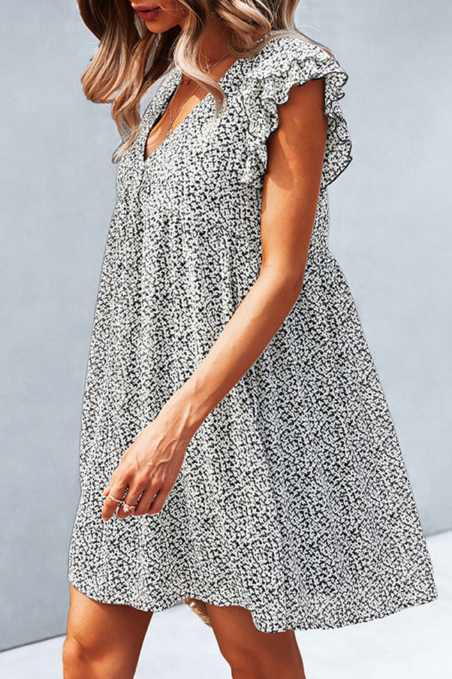 Fashion Street Print Split Joint V Neck A Line Dresses