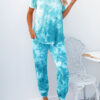 Street Tie Dye Split Joint O Neck Short Sleeve Two Pieces