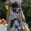 Fashion Street Print Split Joint V Neck A Line Dresses