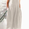 Fashion Vintage Solid Split Joint O Neck A Line Dresses