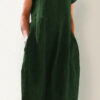 Fashion Vintage Solid Split Joint O Neck A Line Dresses