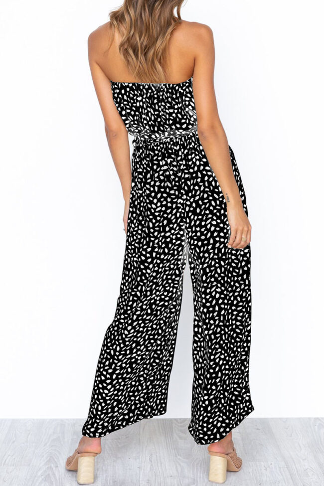 Fashion Casual Print Split Joint Strapless Loose Jumpsuits