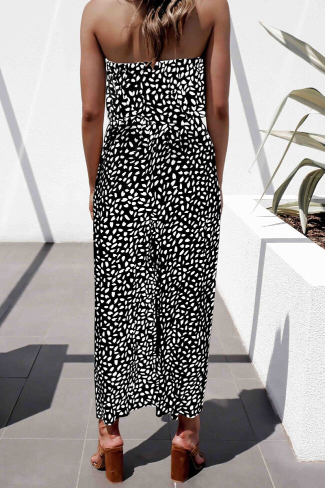 Fashion Casual Print Split Joint Strapless Loose Jumpsuits