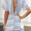 Fashion Street Striped Split Joint V Neck Loose Jumpsuits