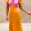 Spring And Summer Elegant Contrast Color Slim Slimming Maxi Dress