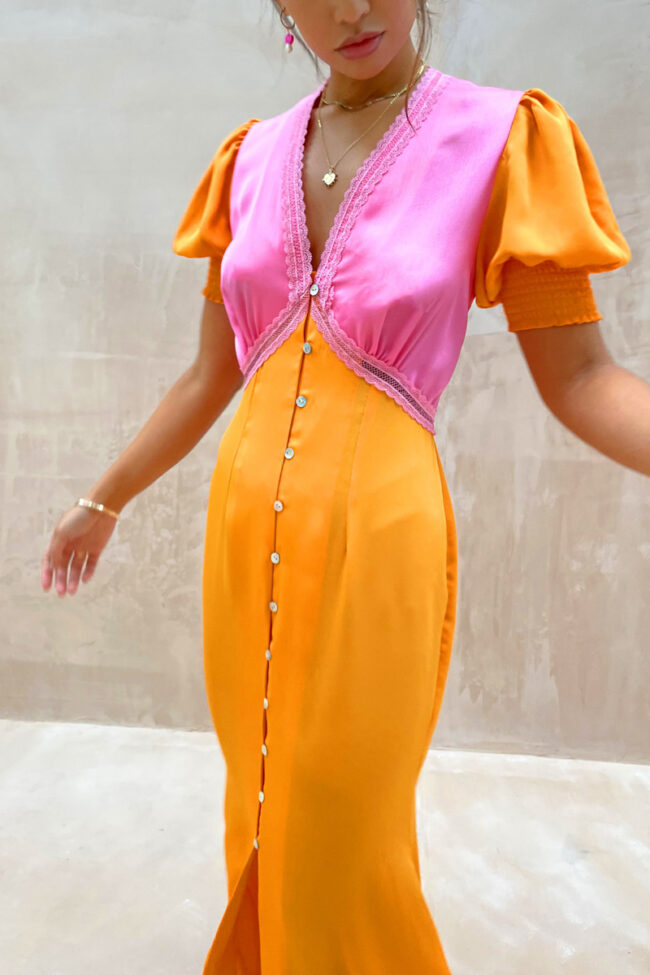 Spring And Summer Elegant Contrast Color Slim Slimming Maxi Dress