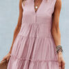 Fashion Casual Solid Split Joint V Neck Princess Dresses