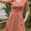 Fashion Casual Solid Split Joint V Neck A Line Dresses