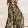 Fashion Street Leopard Backless V Neck A Line Dresses