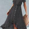 Fashion Street Polka Dot Split Joint V Neck Irregular Dresses