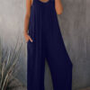 Fashion Casual Solid Spaghetti Strap Loose Jumpsuits