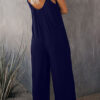 Fashion Casual Solid Spaghetti Strap Loose Jumpsuits