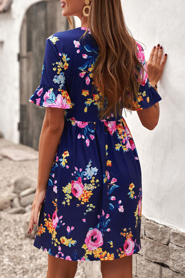 Fashion Street Print Split Joint O Neck A Line Dresses