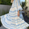 Fashion Sweet Striped Split Joint V Neck Princess Dresses