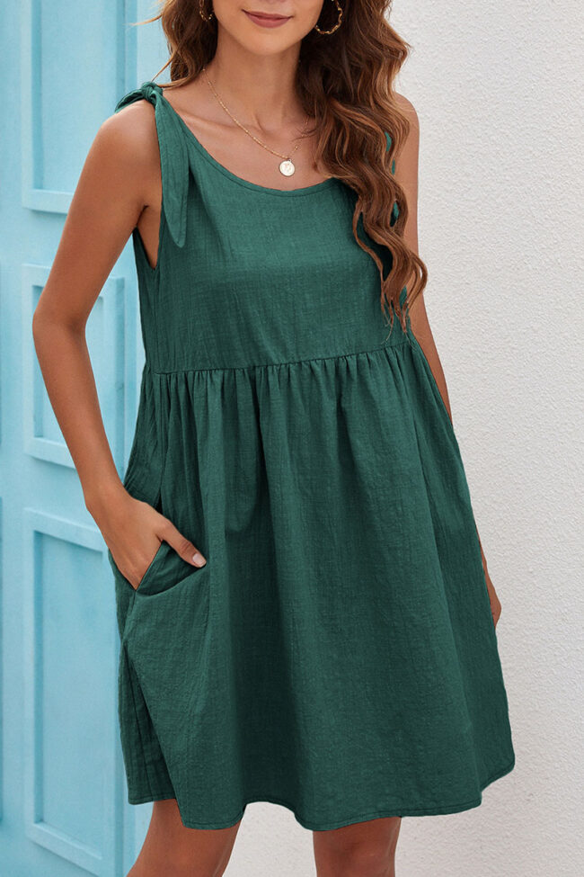 Fashion Casual Solid Split Joint O Neck A Line Dresses