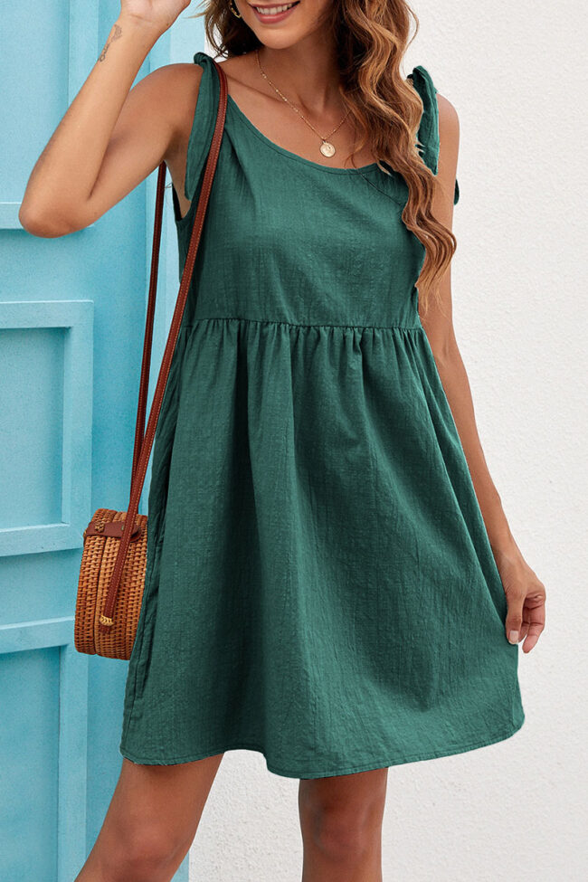 Fashion Casual Solid Split Joint O Neck A Line Dresses