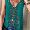 Fashion Street Print Split Joint V Neck Tops