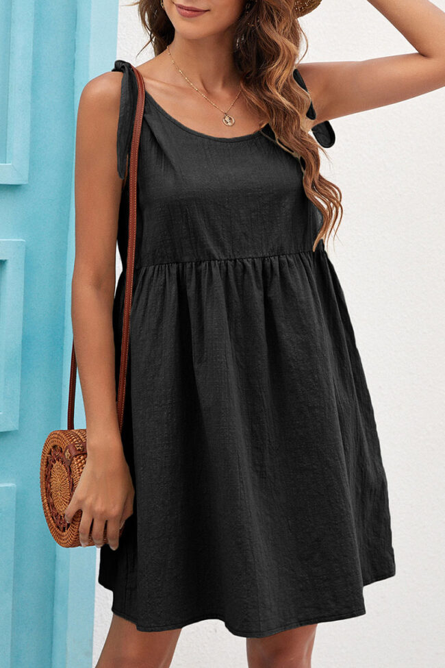 Fashion Casual Solid Split Joint O Neck A Line Dresses