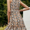 Fashion Simplicity Leopard Split Joint Halter A Line Dresses