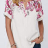 Fashion Casual Print Split Joint V Neck T-Shirts