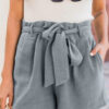 Solid Pocket With Belt High Waist Wide Leg Solid Color Bottoms