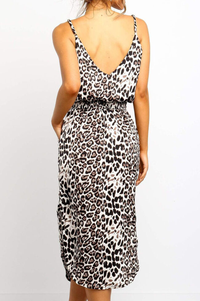 Fashion Street Leopard Backless Spaghetti Strap Princess Dresses