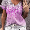 Fashion Casual Print V Neck T-Shirts