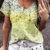 Fashion Casual Print V Neck T-Shirts