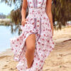 Fashion Bohemian Print Split Joint O Neck A Line Dresses