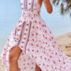 Fashion Bohemian Print Split Joint O Neck A Line Dresses