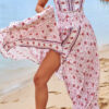 Fashion Bohemian Print Split Joint O Neck A Line Dresses