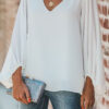 Fashion Street Solid Split Joint V Neck Tops